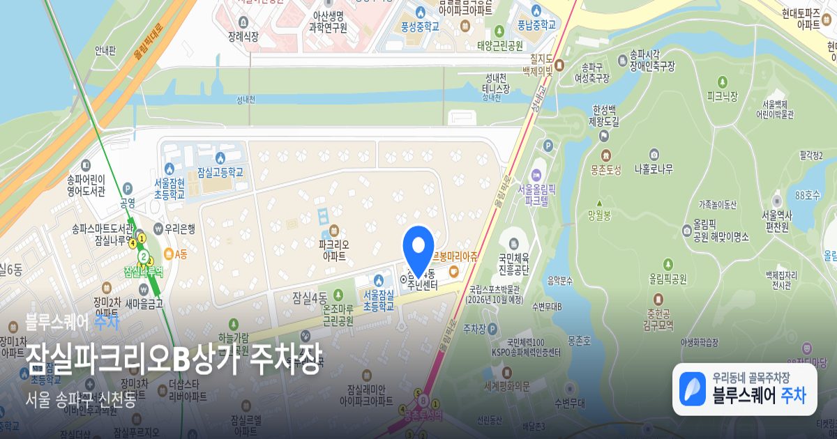 잠실파크리오B상가 주차장 위치 지도