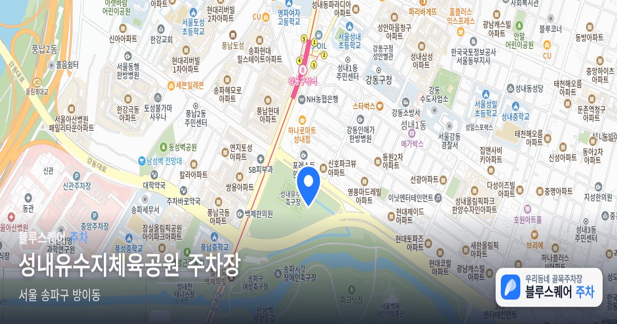 성내유수지체육공원 주차장 위치 지도