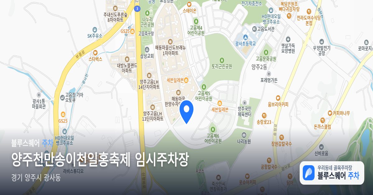 양주천만송이천일홍축제 임시주차장 위치 지도