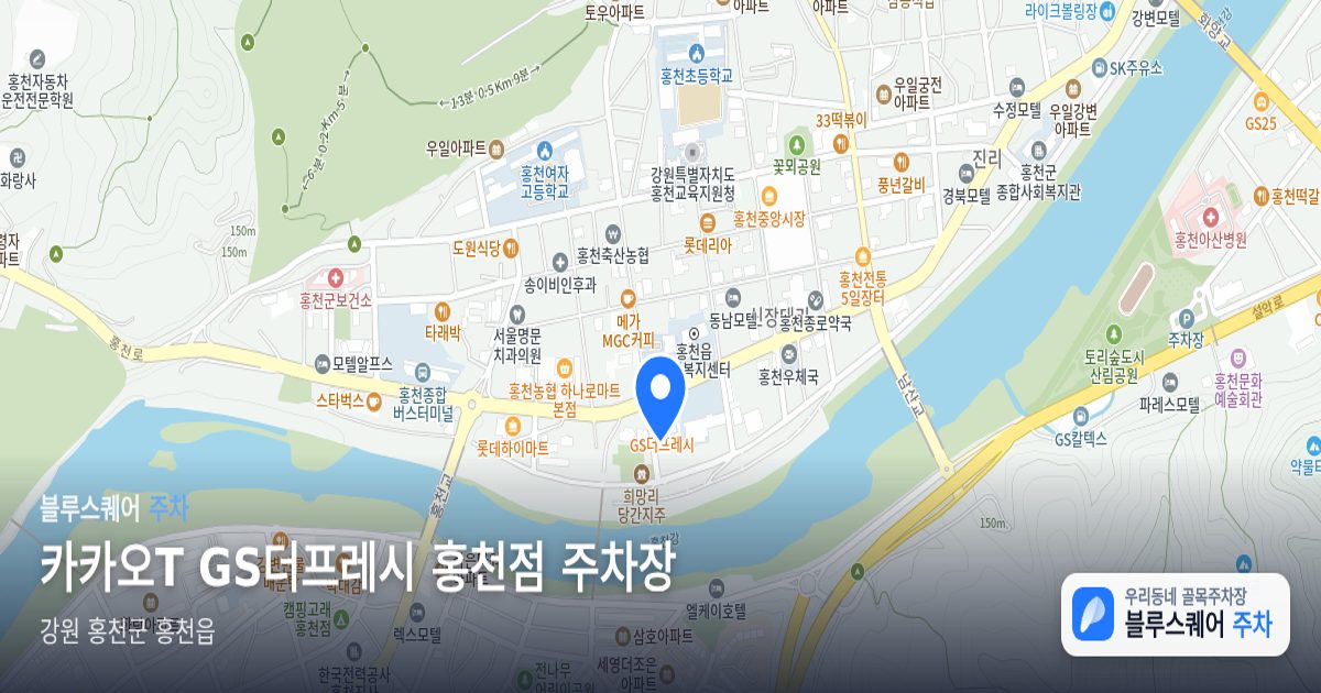 카카오T GS더프레시 홍천점 주차장 위치 지도