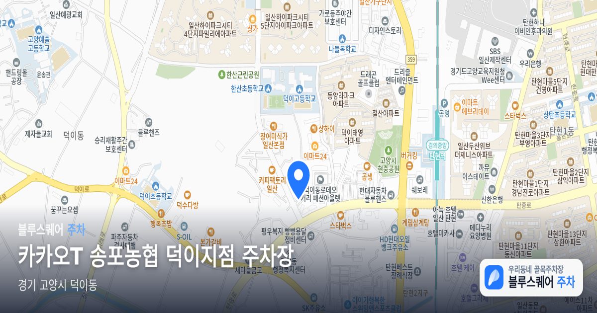 카카오T 송포농협 덕이지점 주차장 위치 지도