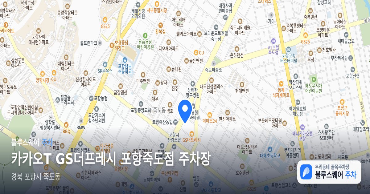 카카오T GS더프레시 포항죽도점 주차장 위치 지도