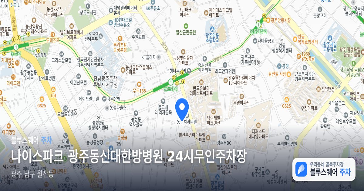 나이스파크 광주동신대한방병원 24시무인주차장 위치 지도
