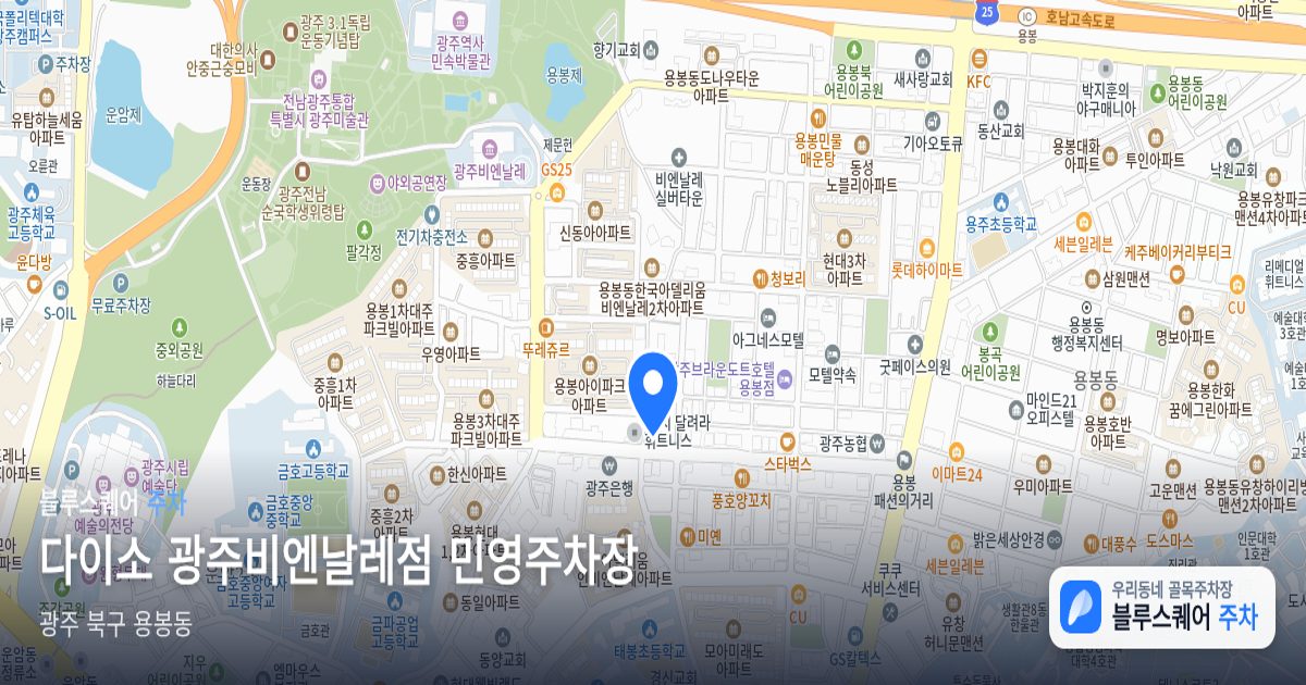 다이소 광주비엔날레점 민영주차장 위치 지도