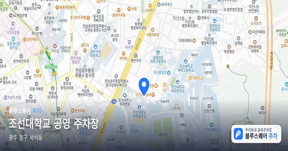 조선대학교 공영 주차장 위치 지도
