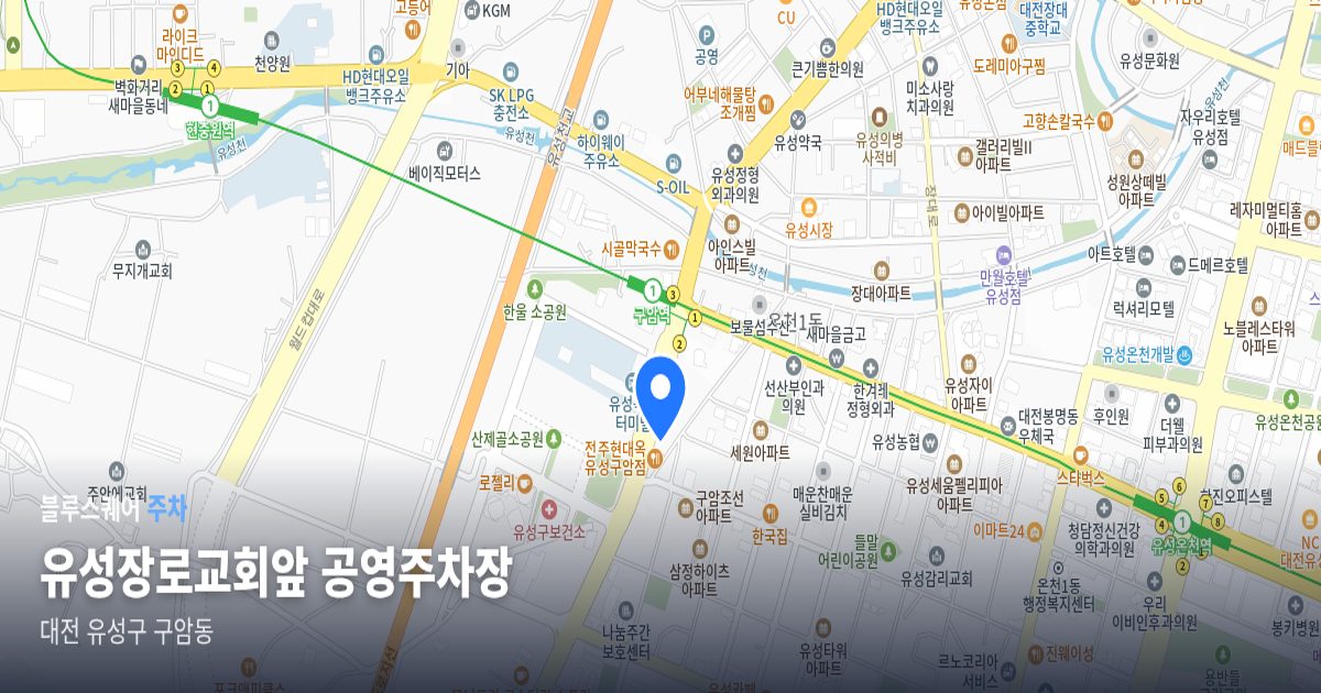 유성장로교회앞 공영주차장 위치 지도