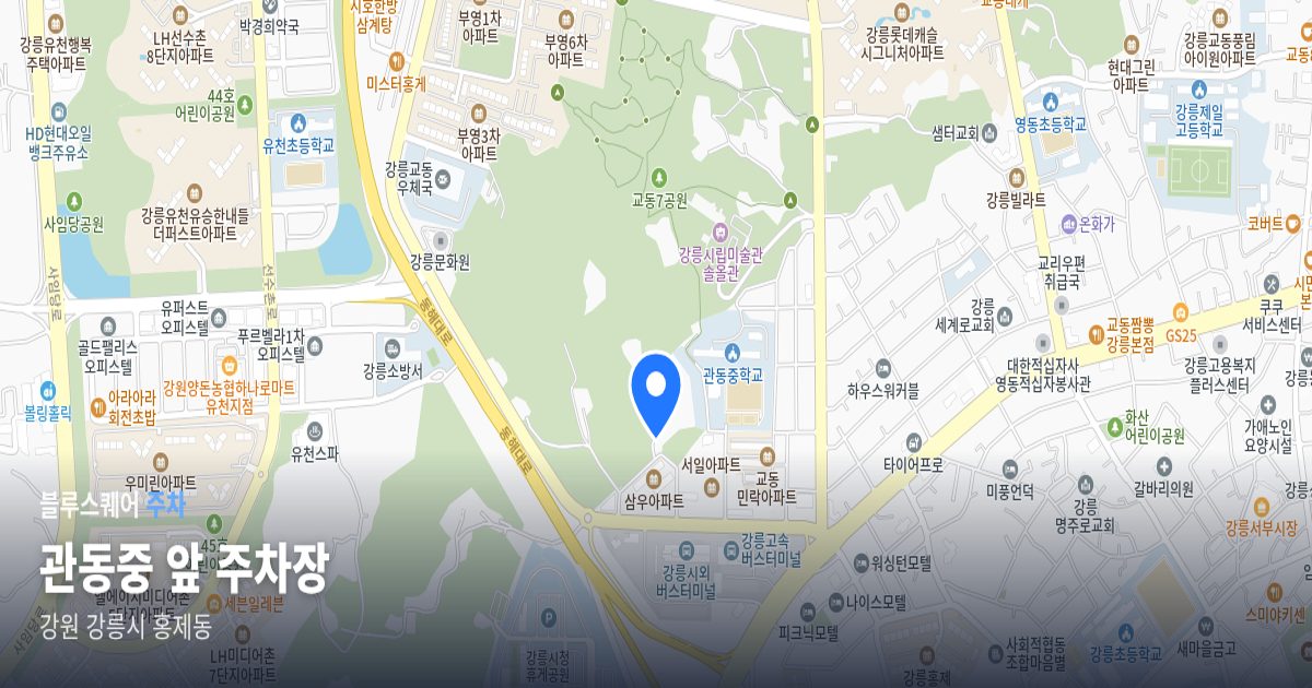 관동중 앞 주차장 위치 지도