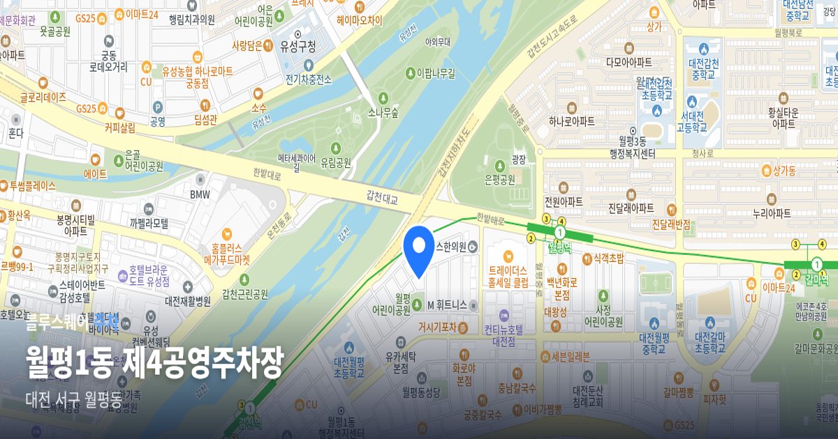 월평1동 제4공영주차장 위치 지도