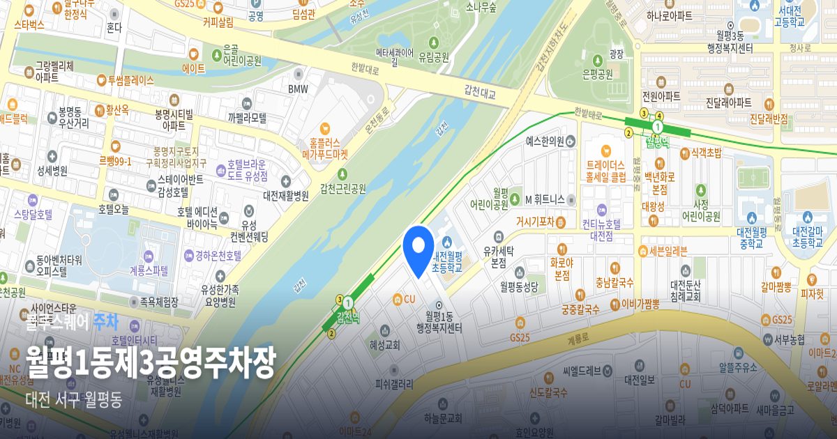 월평1동제3공영주차장 위치 지도