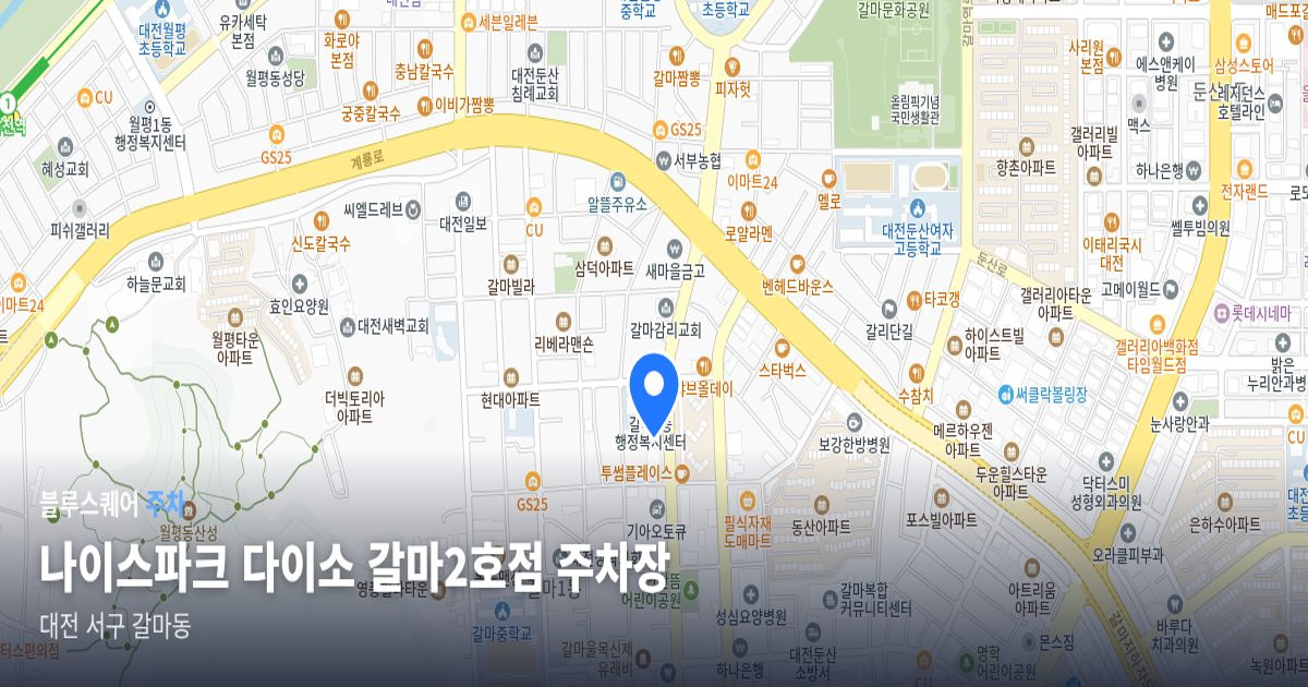 나이스파크 다이소 갈마2호점 주차장 위치 지도