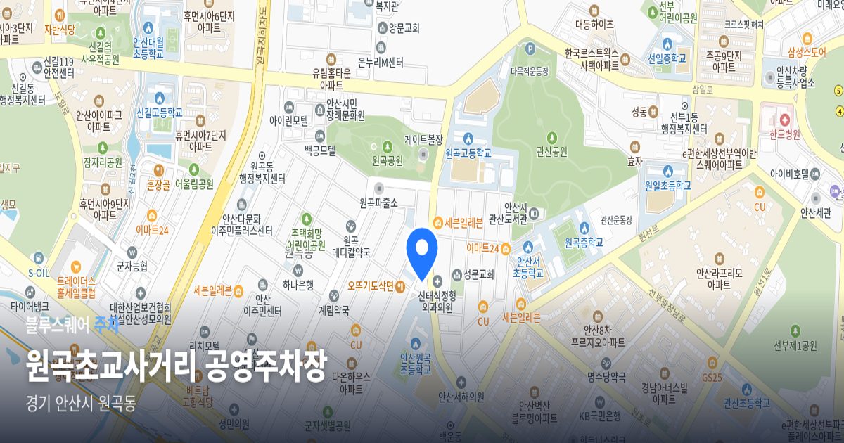 원곡초교사거리 공영주차장 위치 지도