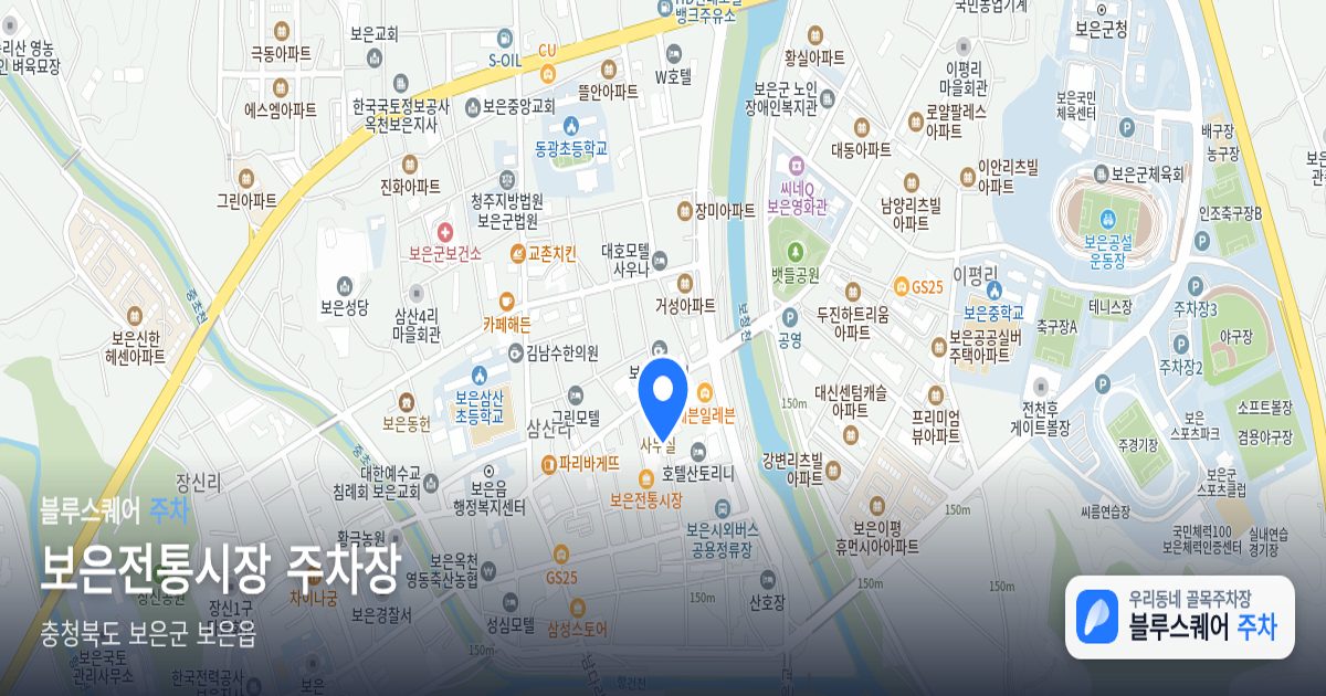 보은전통시장 주차장 위치 지도