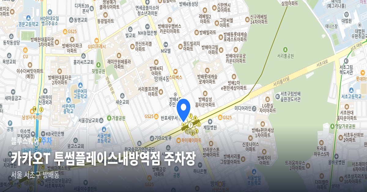 카카오T 투썸플레이스내방역점 주차장 위치 지도