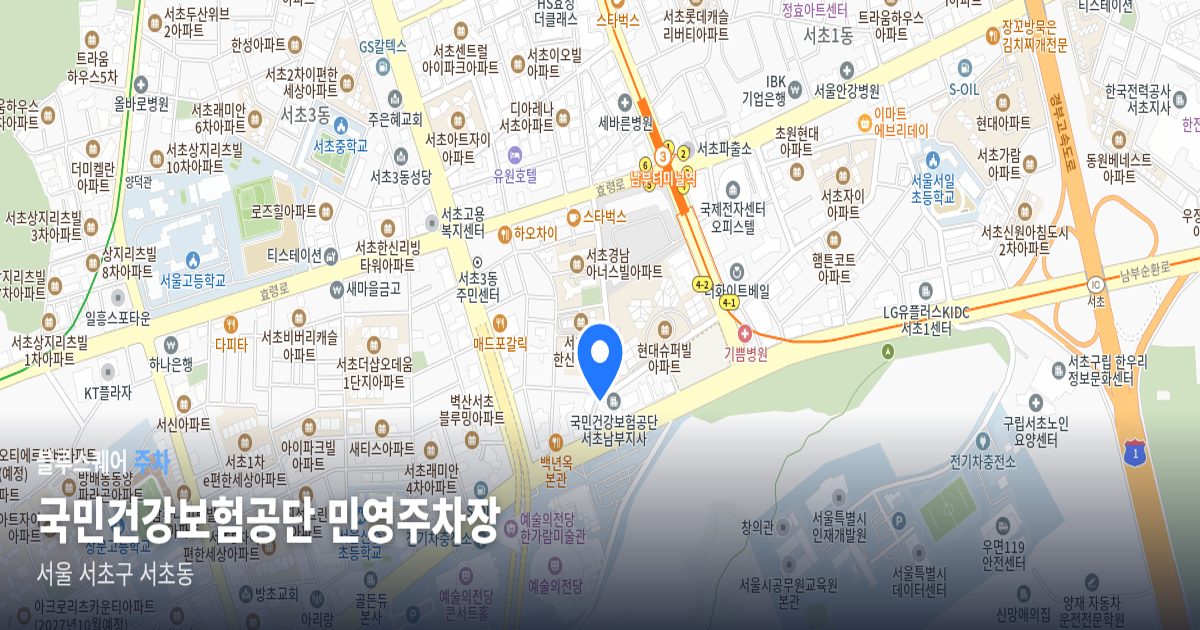 국민건강보험공단 민영주차장 위치 지도