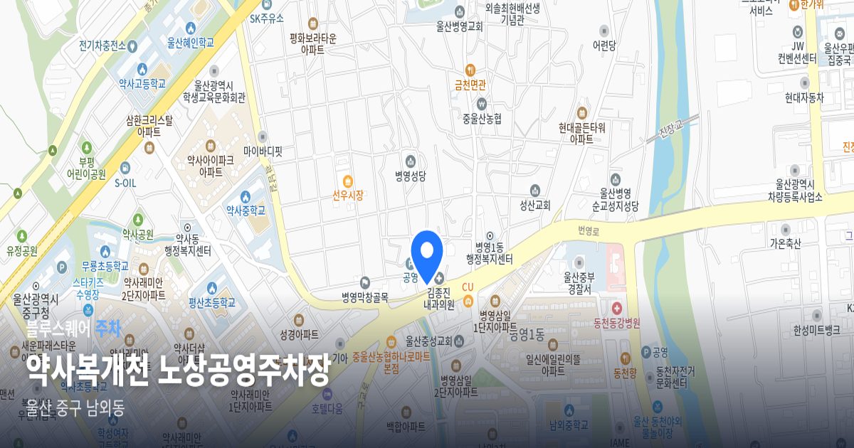 약사복개천 노상공영주차장 위치 지도
