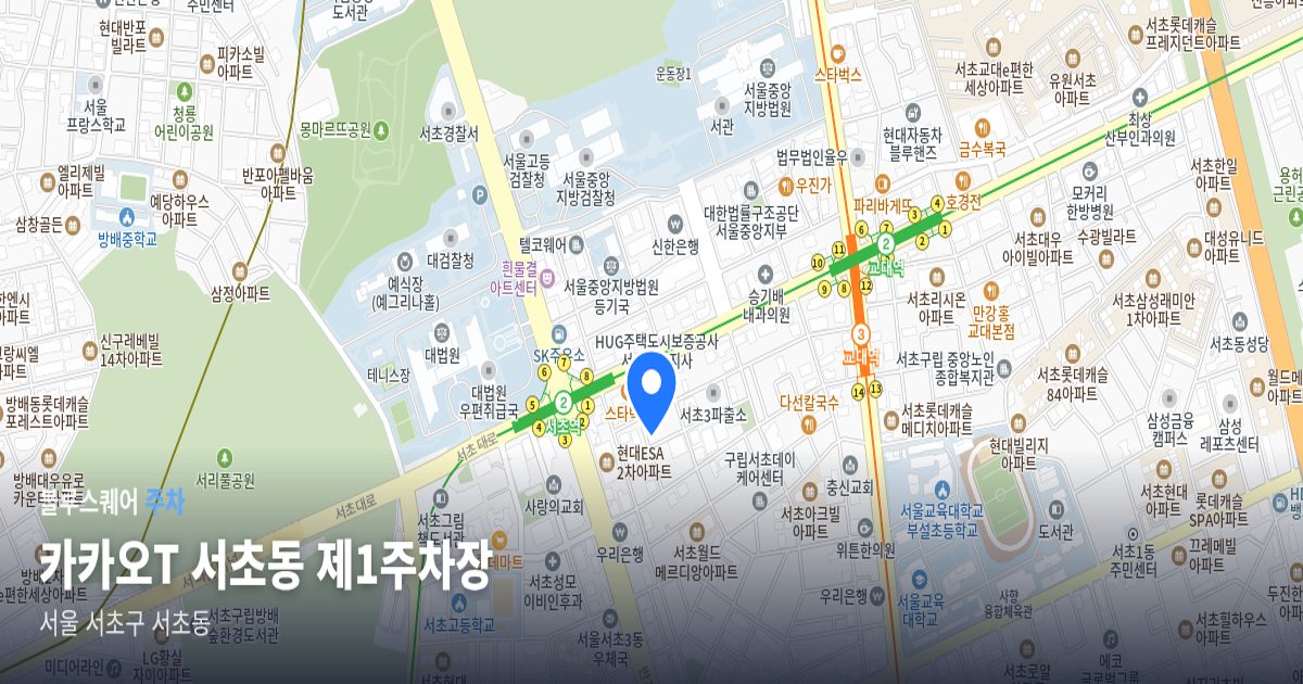 카카오T 서초동 제1주차장 위치 지도