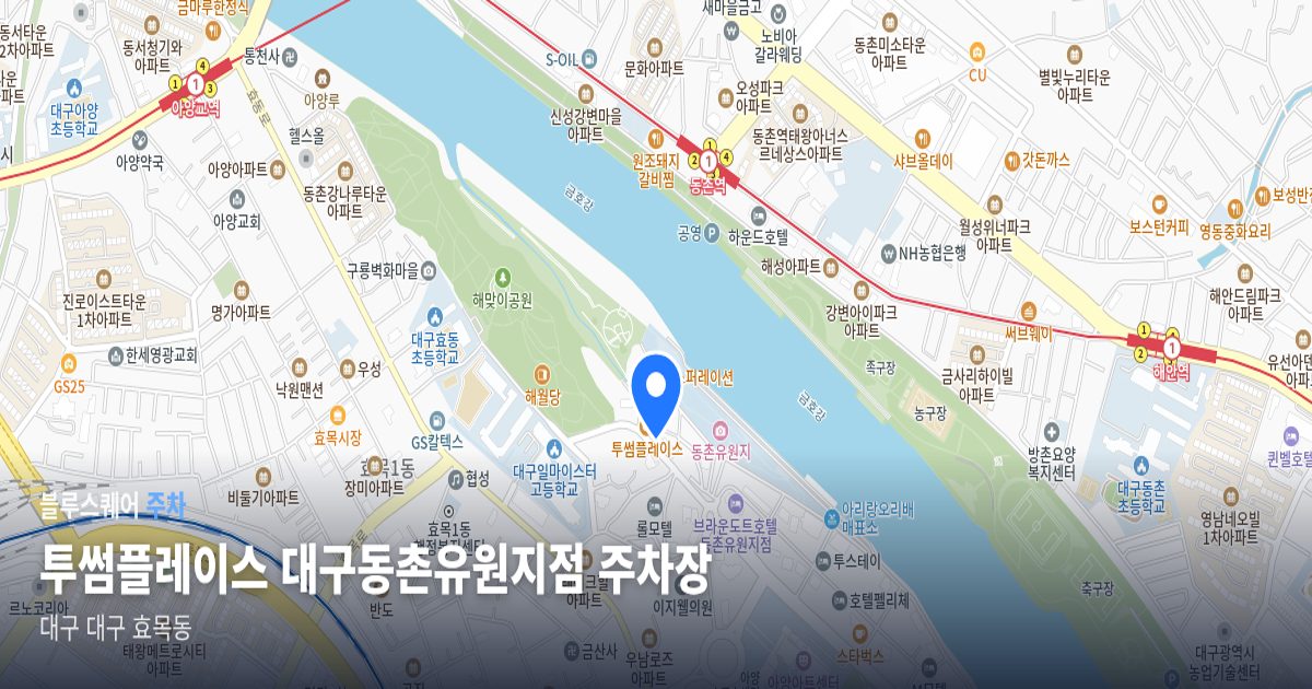 투썸플레이스 대구동촌유원지점 주차장 위치 지도