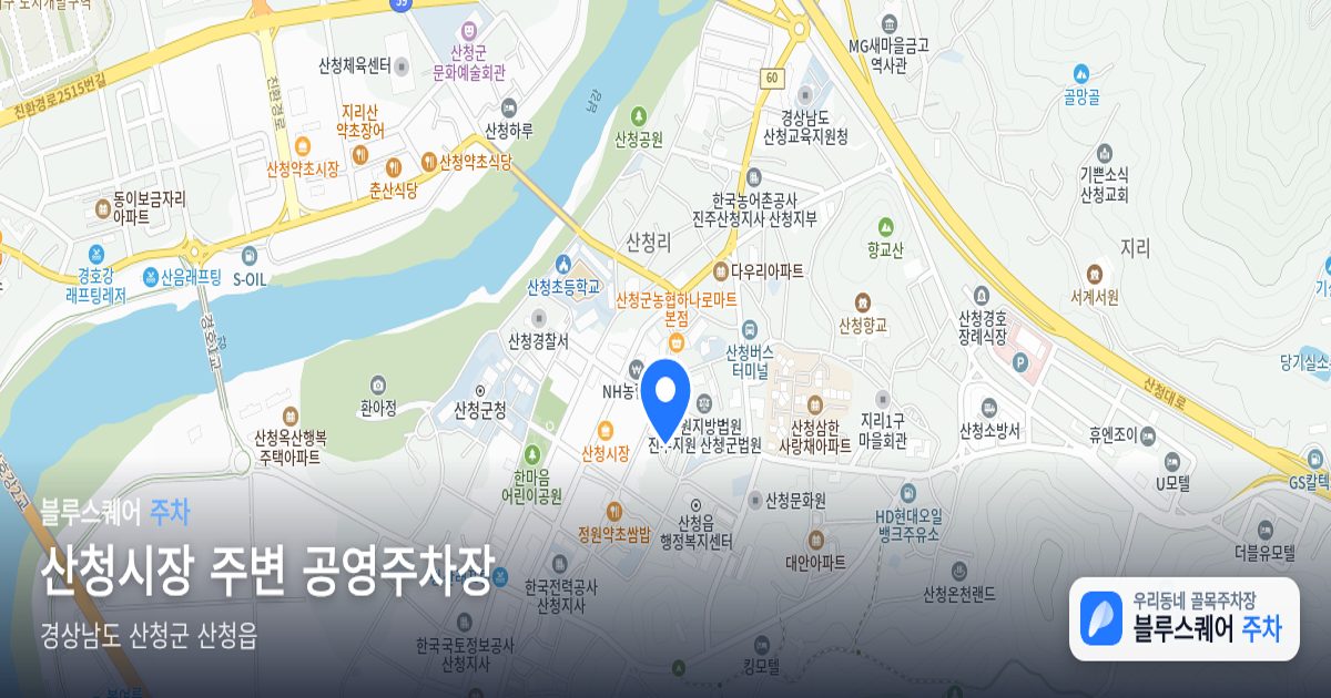 산청시장 주변 공영주차장 위치 지도
