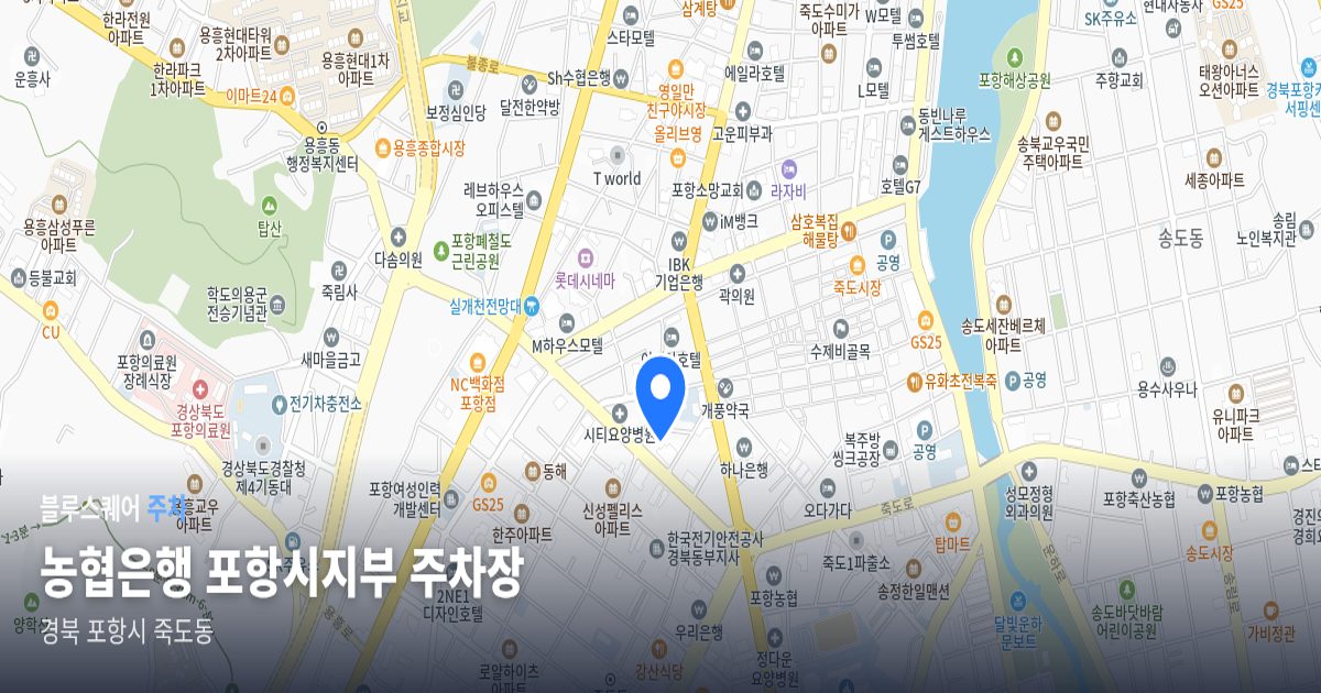 농협은행 포항시지부 주차장 위치 지도