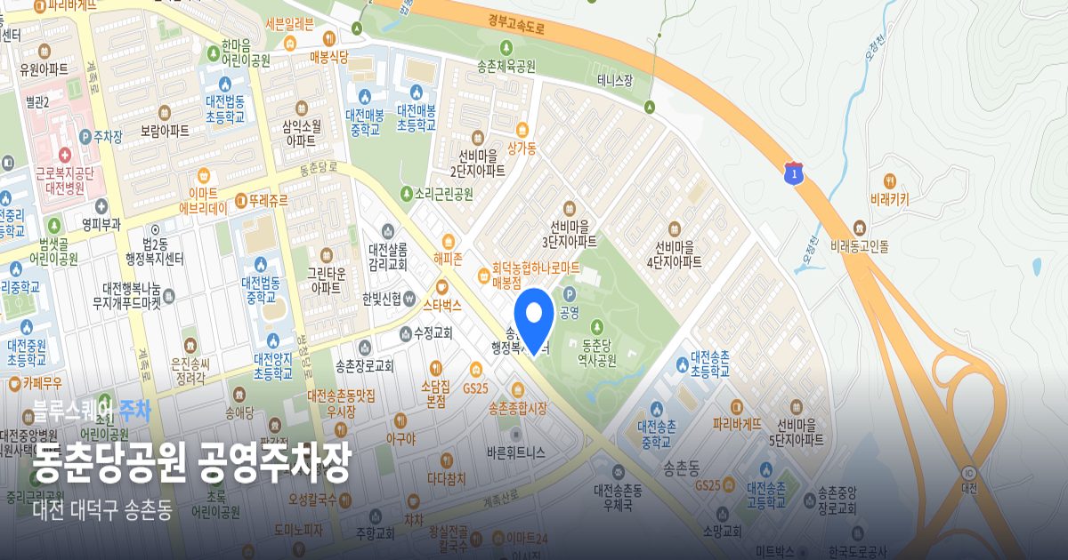 동춘당공원 공영주차장 위치 지도