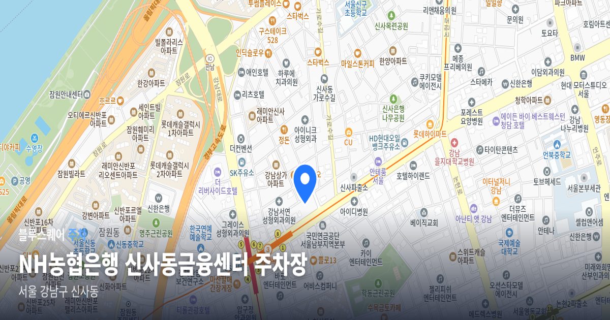 NH농협은행 신사동금융센터 주차장 위치 지도