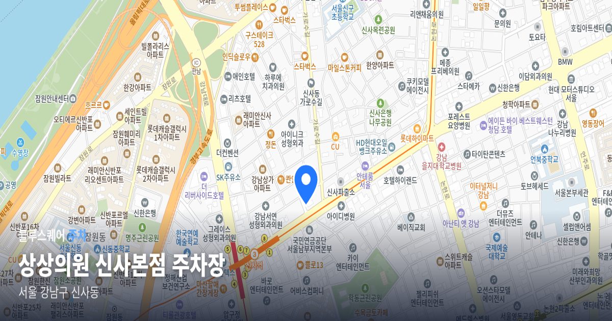 상상의원 신사본점 주차장 위치 지도
