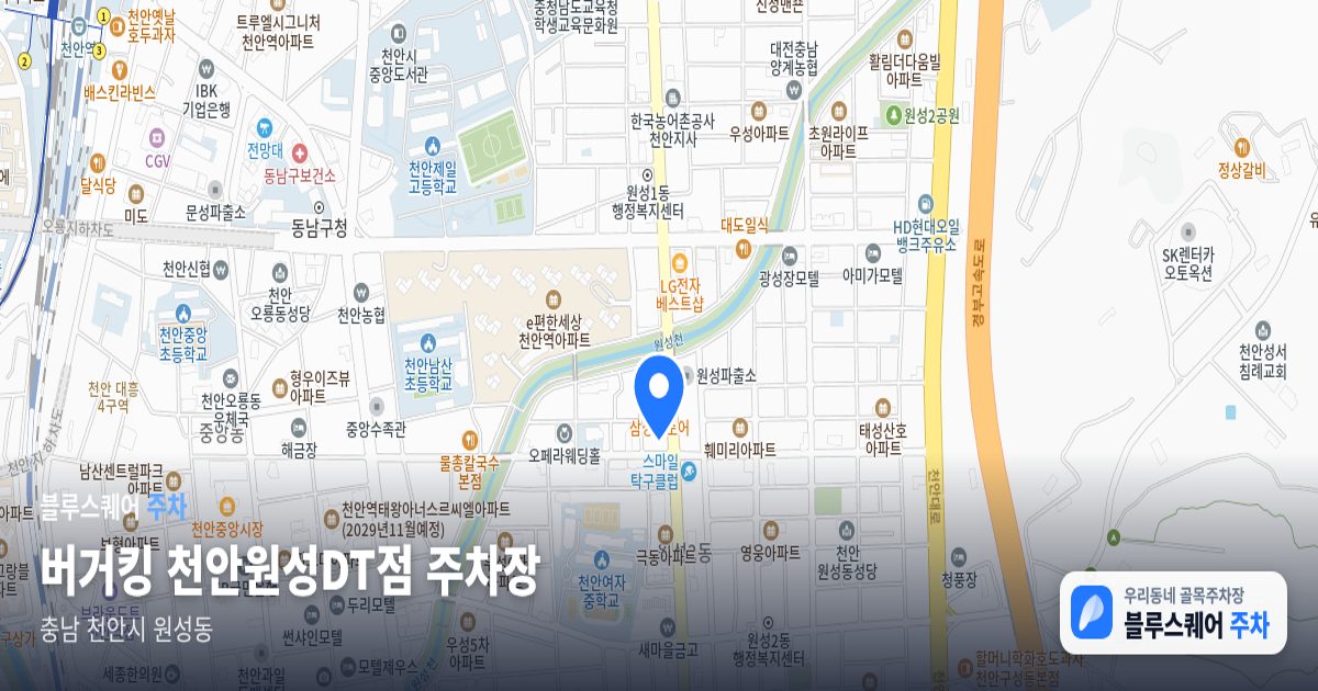 버거킹 천안원성DT점 주차장 위치 지도