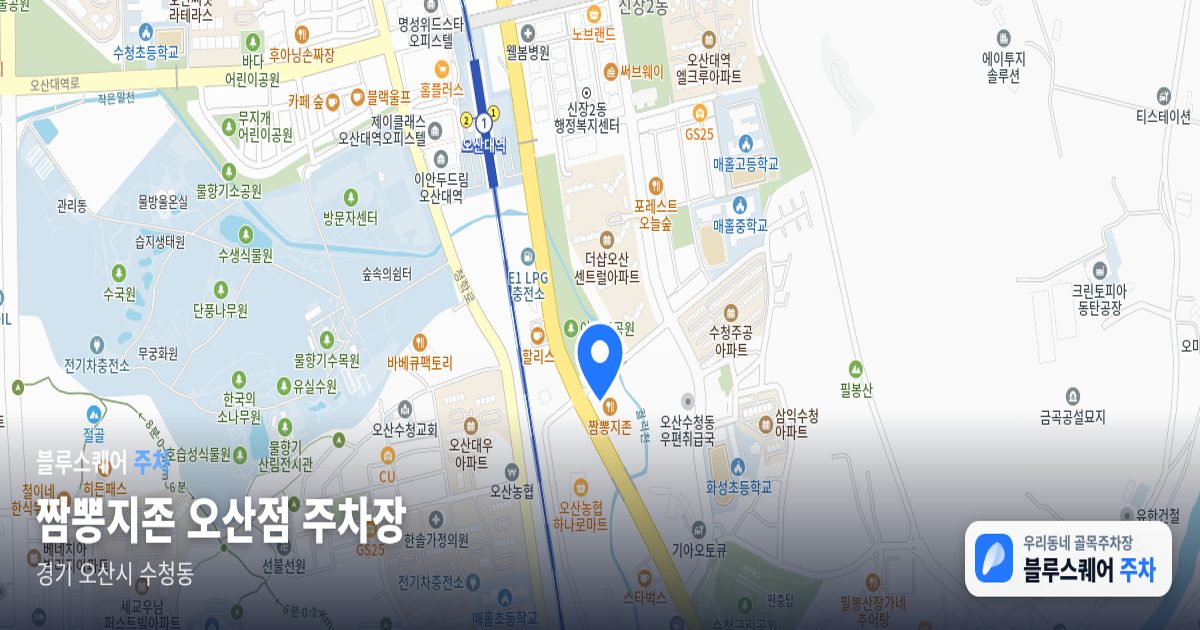 짬뽕지존 오산점 주차장 위치 지도