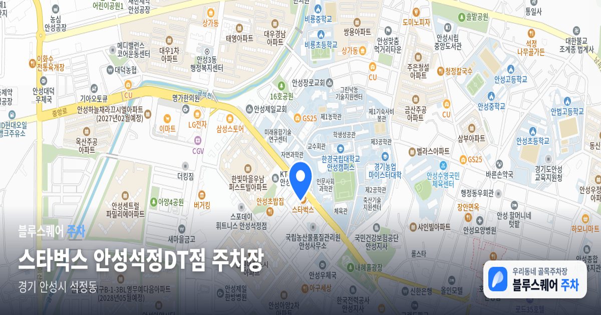 스타벅스 안성석정DT점 주차장 위치 지도
