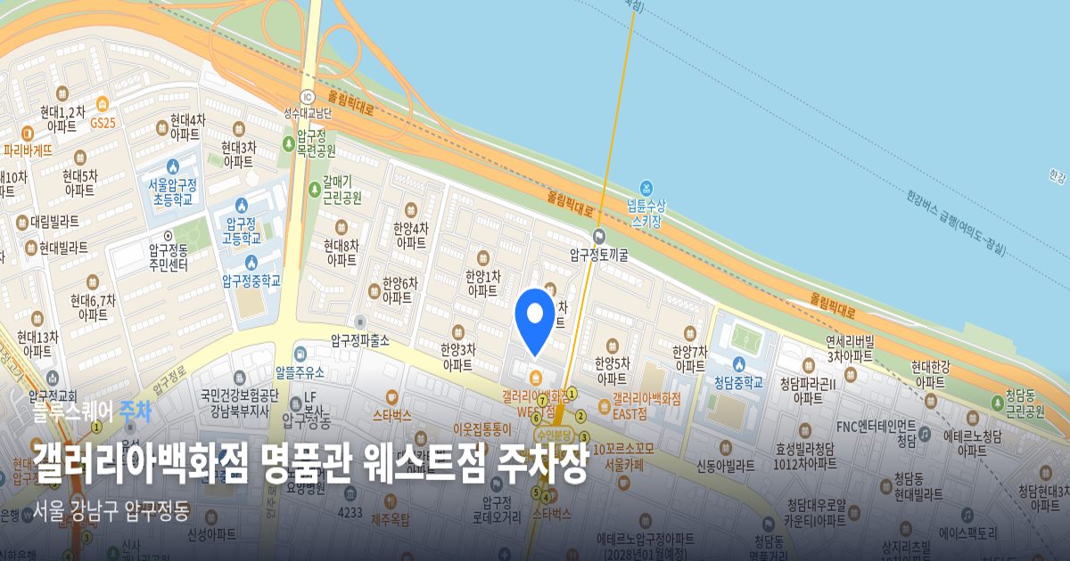 갤러리아백화점 명품관 웨스트점 주차장 위치 지도