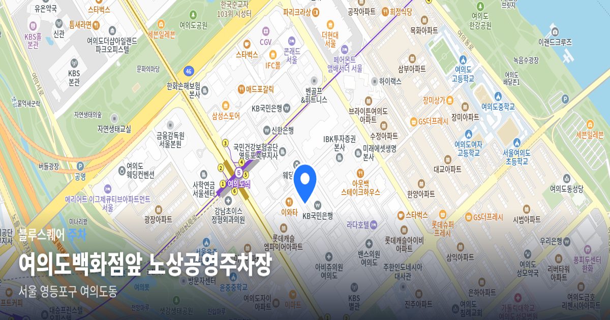 여의도백화점앞 노상공영주차장 위치 지도