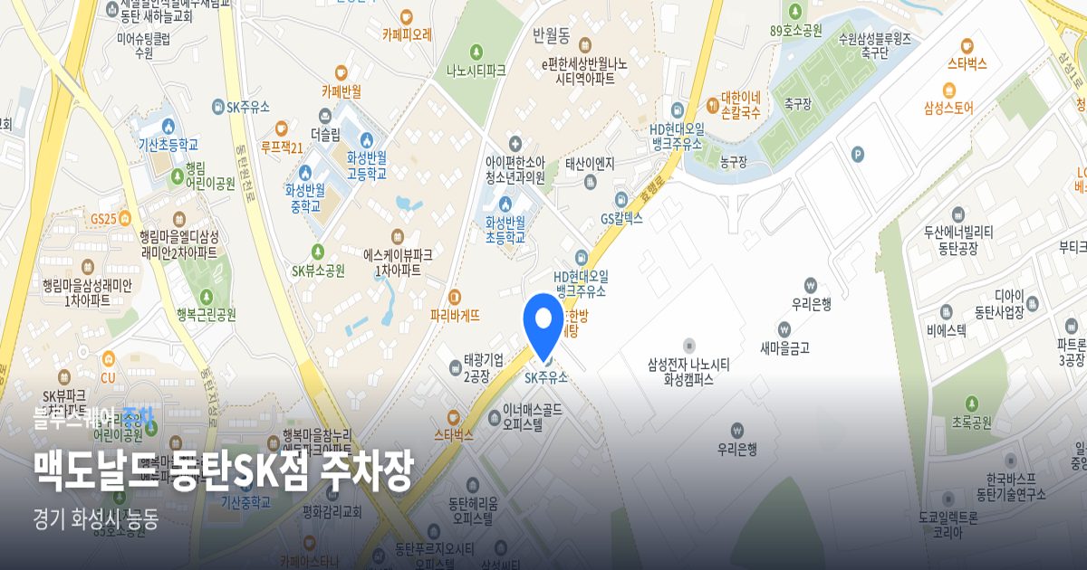맥도날드 동탄SK점 주차장 위치 지도