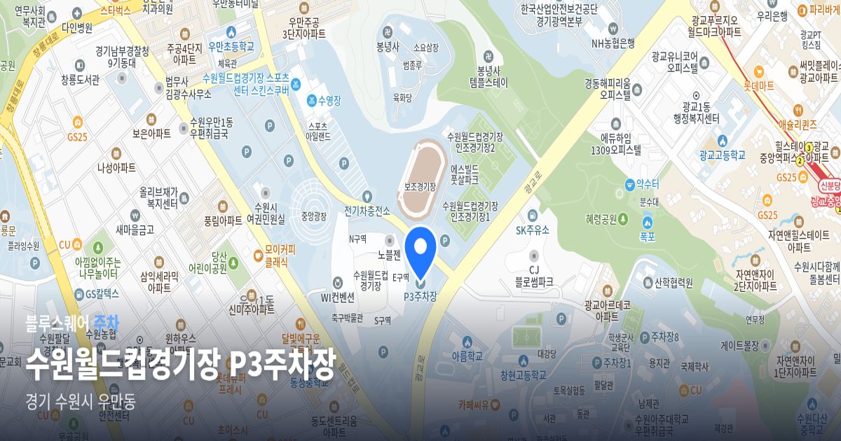 수원월드컵경기장 P3주차장 위치 지도