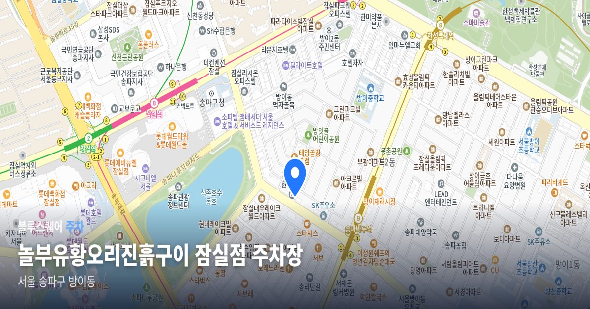 놀부유황오리진흙구이 잠실점 주차장 위치 지도