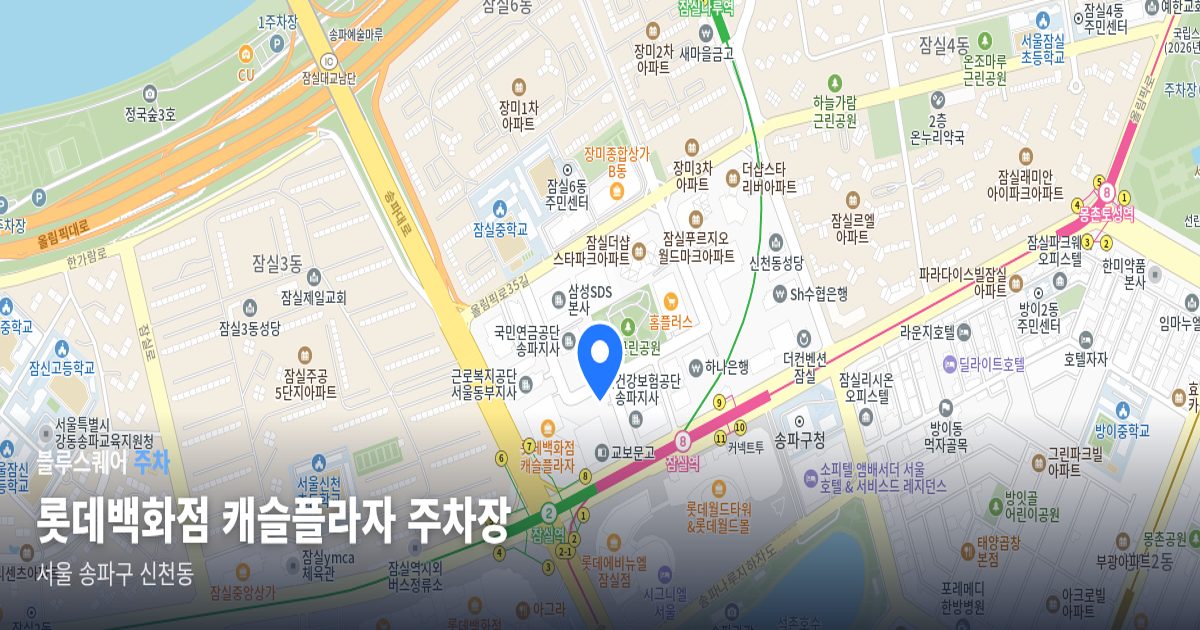 롯데백화점 캐슬플라자 주차장 위치 지도