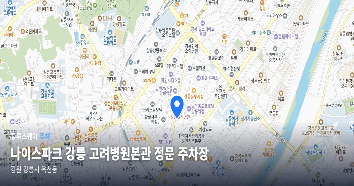 나이스파크 강릉 고려병원본관 정문 주차장 위치 지도