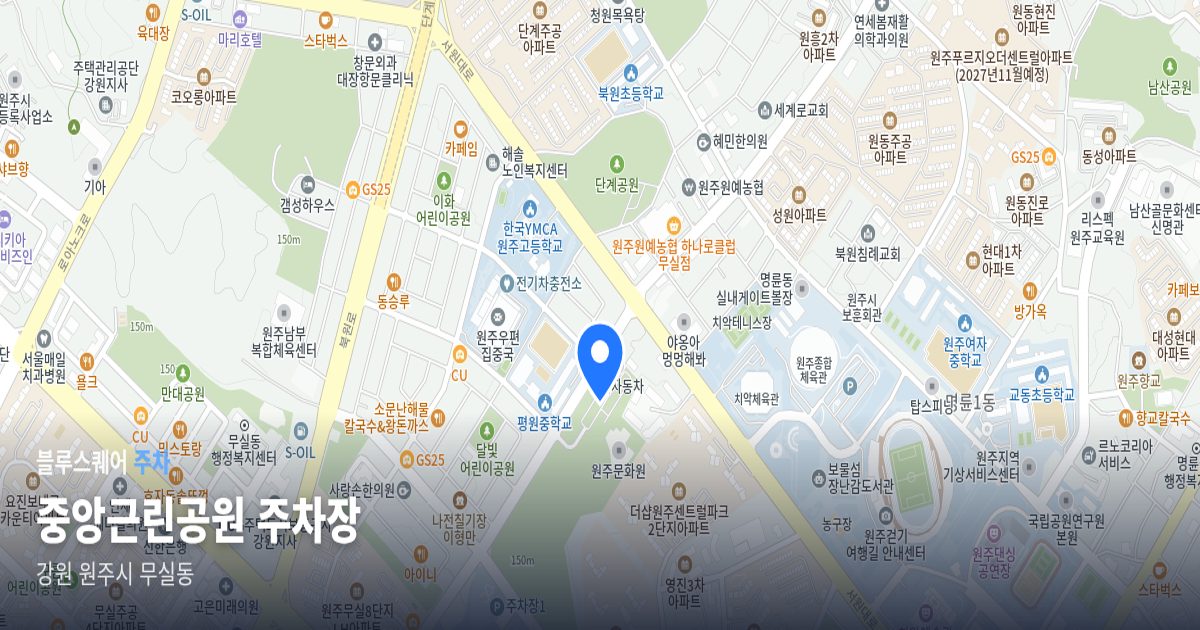 중앙근린공원 주차장 위치 지도