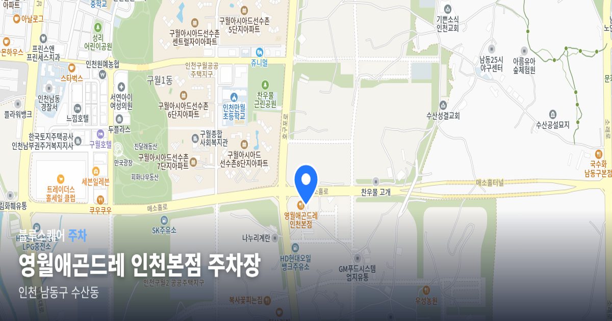 영월애곤드레 인천본점 주차장 위치 지도