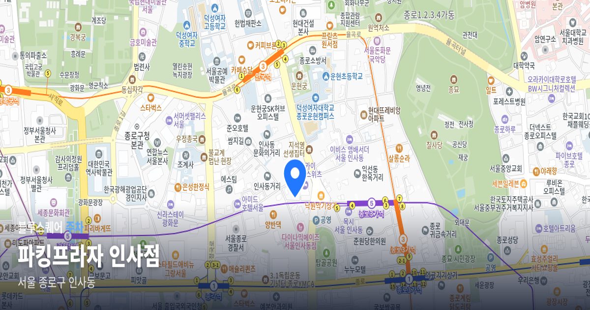 파킹프라자 인사점 위치 지도