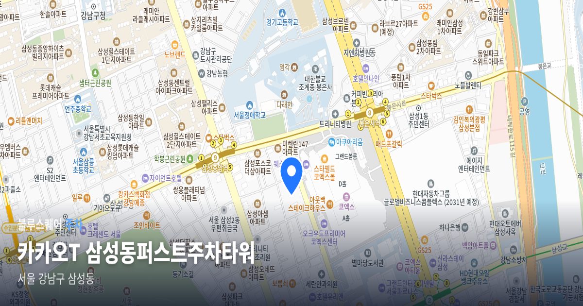 카카오T 삼성동퍼스트주차타워 위치 지도