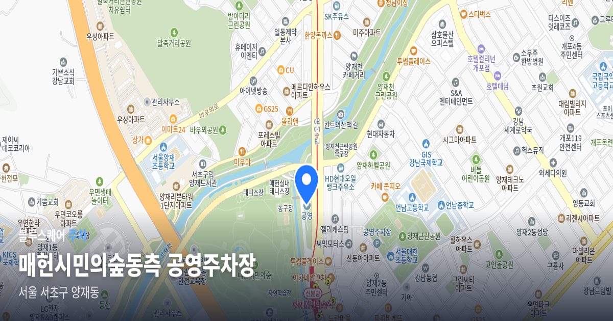 매헌시민의숲동측 공영주차장 위치 지도