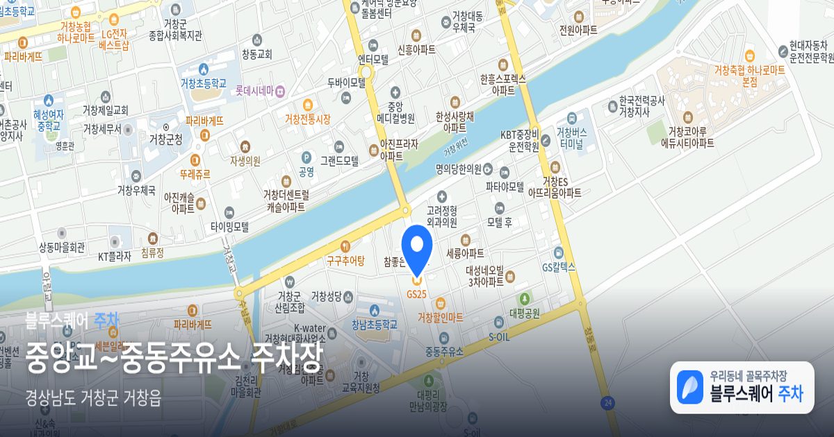 중앙교~중동주유소 주차장 위치 지도