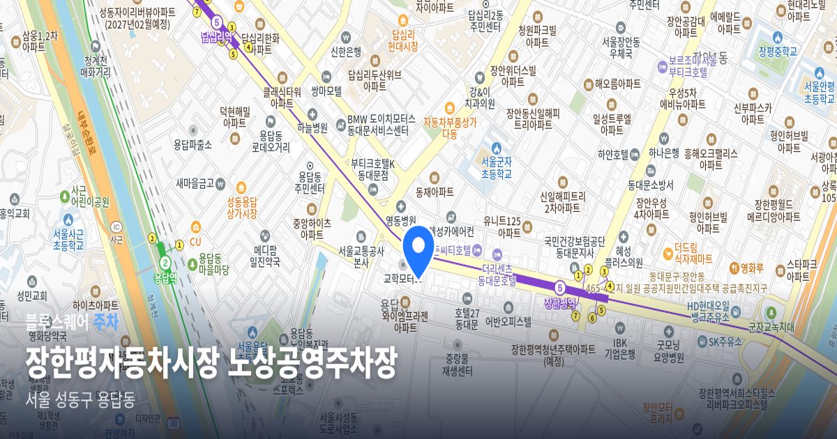 장한평자동차시장 노상공영주차장 위치 지도