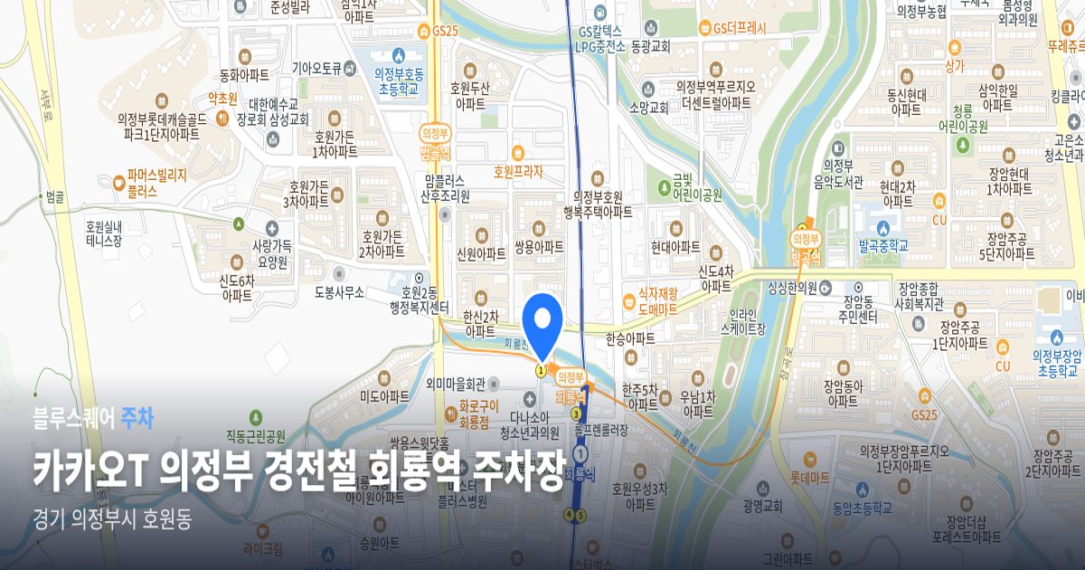 카카오T 의정부 경전철 회룡역 주차장 위치 지도