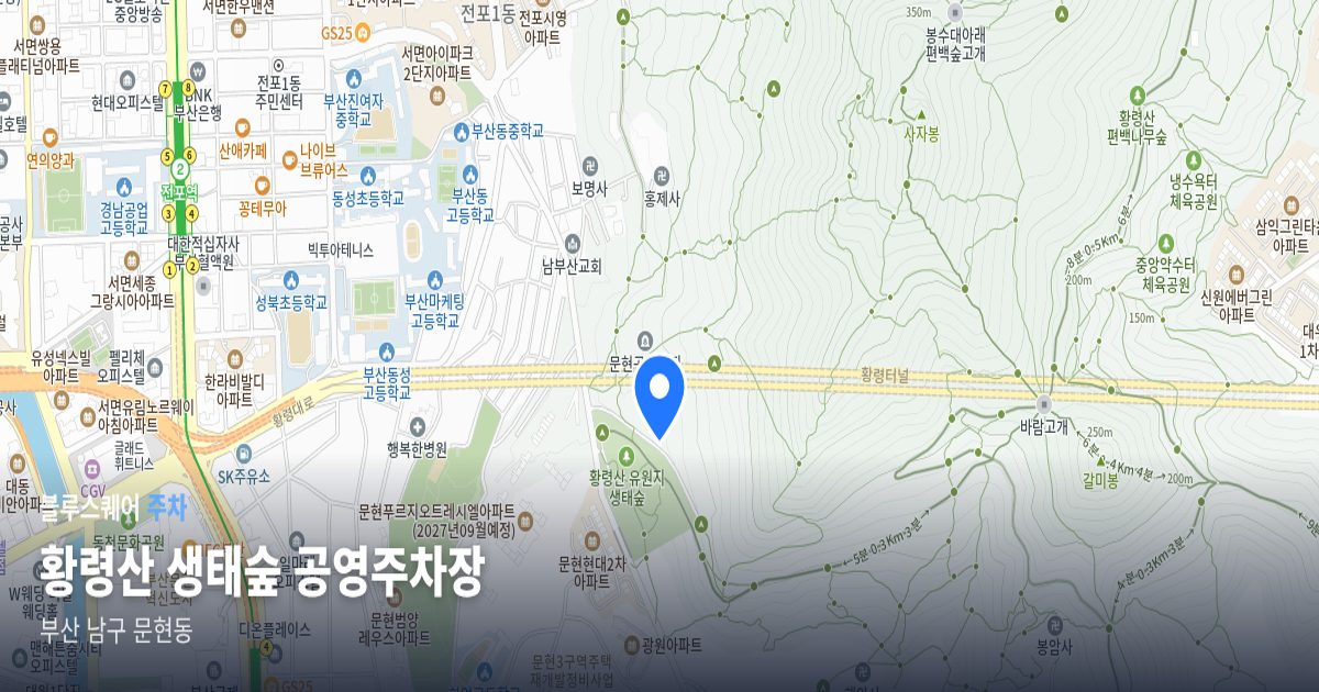 황령산 생태숲 공영주차장 위치 지도