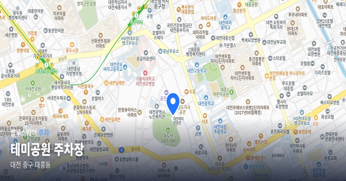 테미공원 주차장 위치 지도
