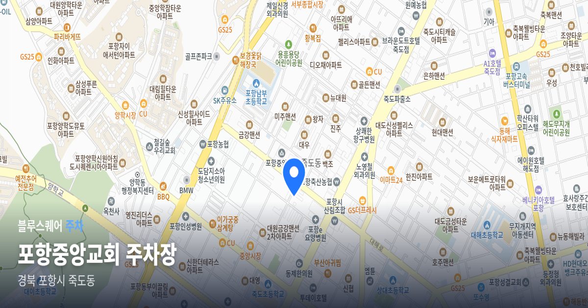 포항중앙교회 주차장 위치 지도