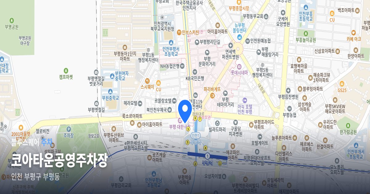 코아타운공영주차장 위치 지도