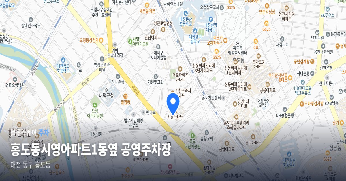 홍도동시영아파트1동옆 공영주차장 위치 지도