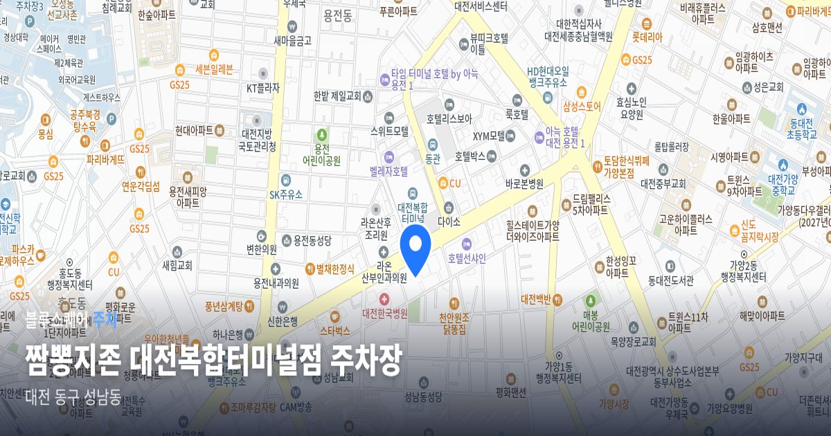 짬뽕지존 대전복합터미널점 주차장 위치 지도
